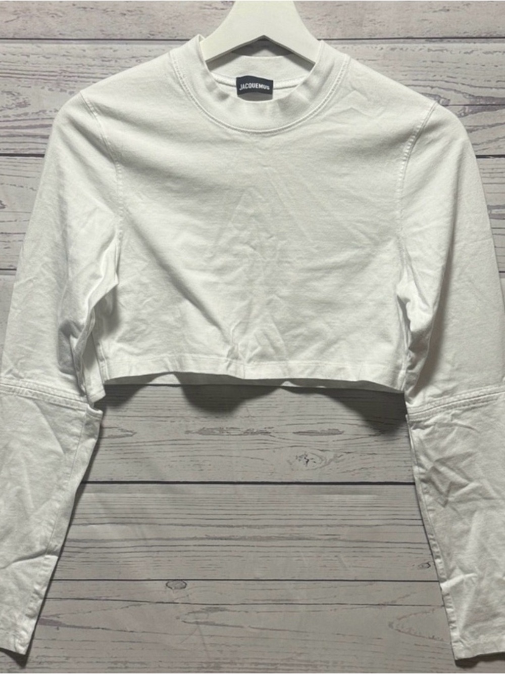 Jacquemus White Cropped Long-Sleeve Tee